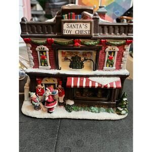 St Nicholas Square Village Santa's House Toy Chest Shop Lamp Tested And Working